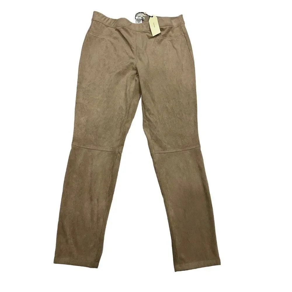 Sophie‎ Max Studio Sz XL Vicuna Beige Stretch Luxe Faux Suede Leggings Pants NWT - Picture 2 of 5